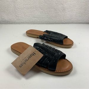 HUARACHES  BY BEARPAW LEATHER ROSA‎ BLACK SLIDE SANDAL SHOES  Size 9 NWOB 7694